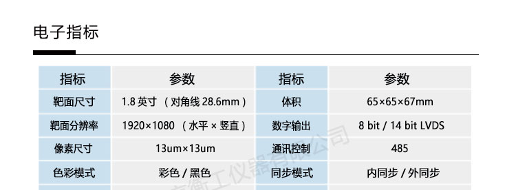 衡工相機_低照度相機_近紅外相機_CCD相機_產(chǎn)品參數(shù)